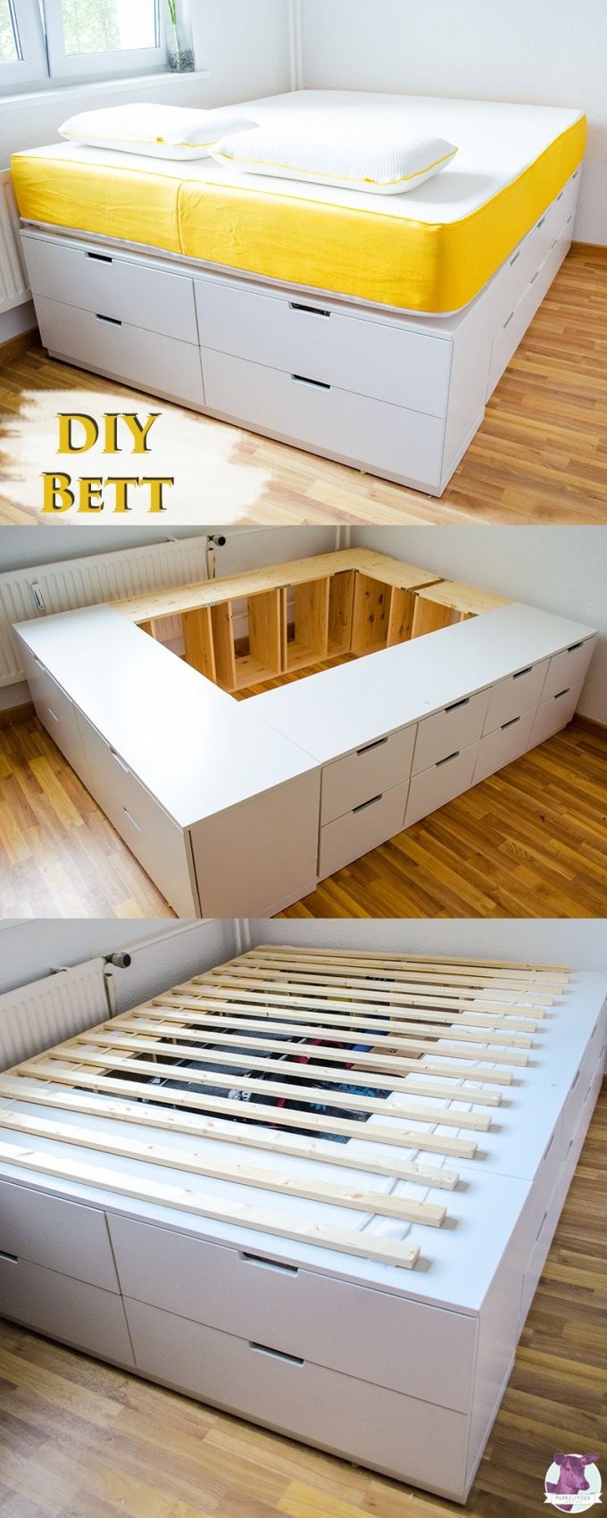 Diy Ikea Hack  Plattformbett Selber Bauen Aus Ikea Kommoden von Bettgestell 140X200 Selber Bauen Bild