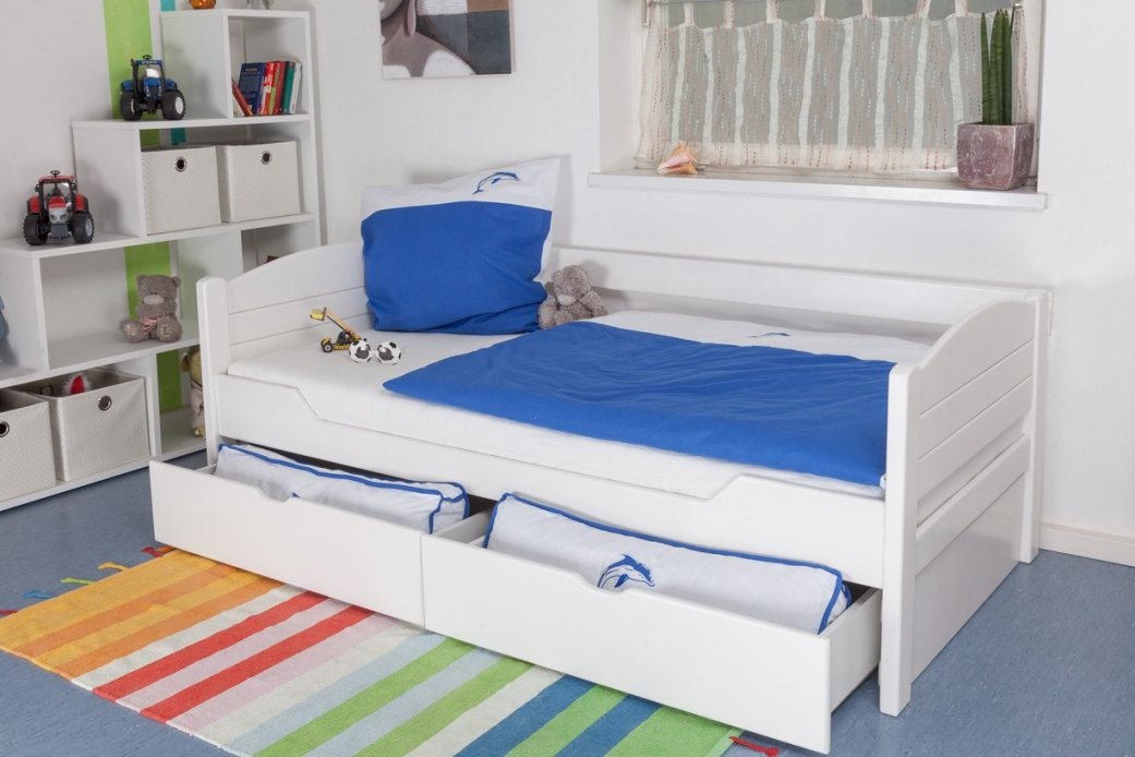 Kinderbett  Jugendbett &quot;easy Möbel&quot; K1S Voll Inkl 2 Schubladen Und von Bett Mit Schubladen 90X200 Weiß Photo