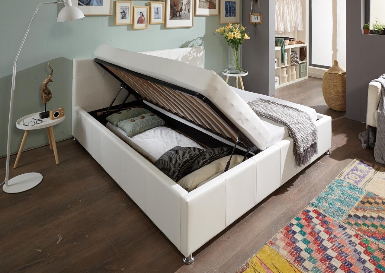 Sam® Polsterbett Weiß 180 X 200 Cm Mit Bettkasten Doppelbett Kira von Bett Mit Bettkasten 180X200 Weiß Bild
