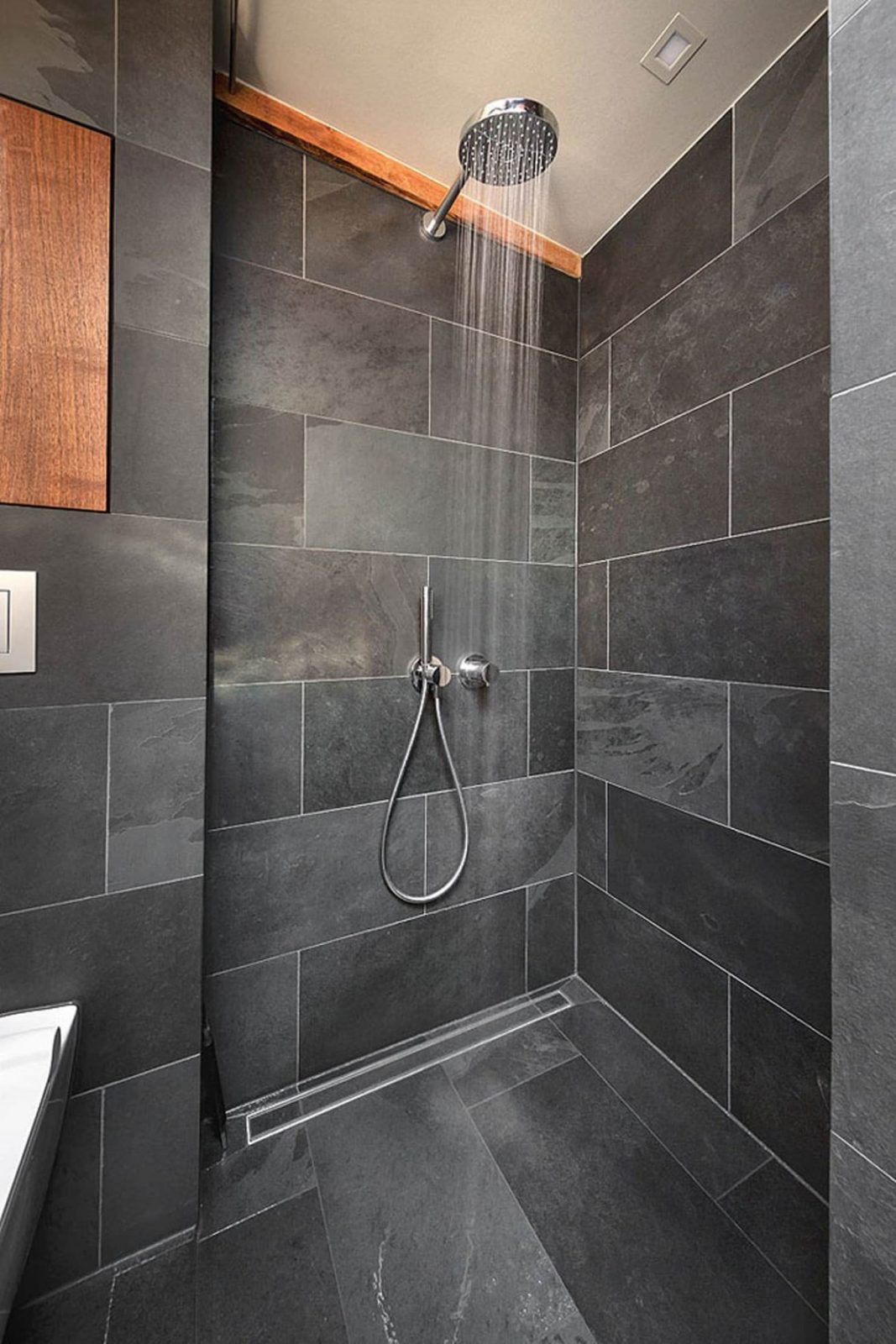 Badezimmer Schiefer Dusche Schwarz Holz Badezimmer Von Conscious von