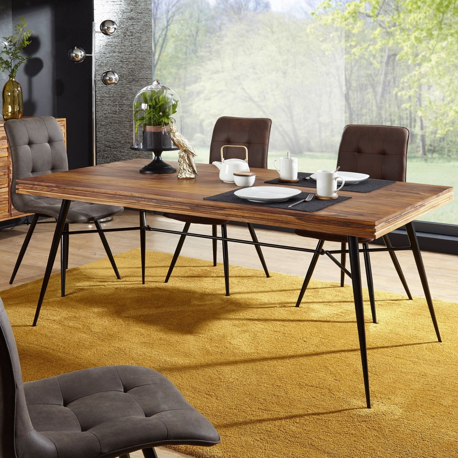 Esszimmertisch Holz 200X77X100 Cm Günstig Kaufen von Tisch Mit Metallgestell Und Holzplatte Photo