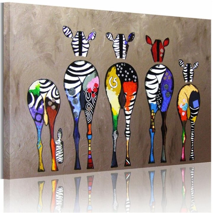 Großhandel Abstrakte Bunte Zebra 1 Stücke Leinwand Wandkunst von Zebra Bilder Auf Leinwand Photo