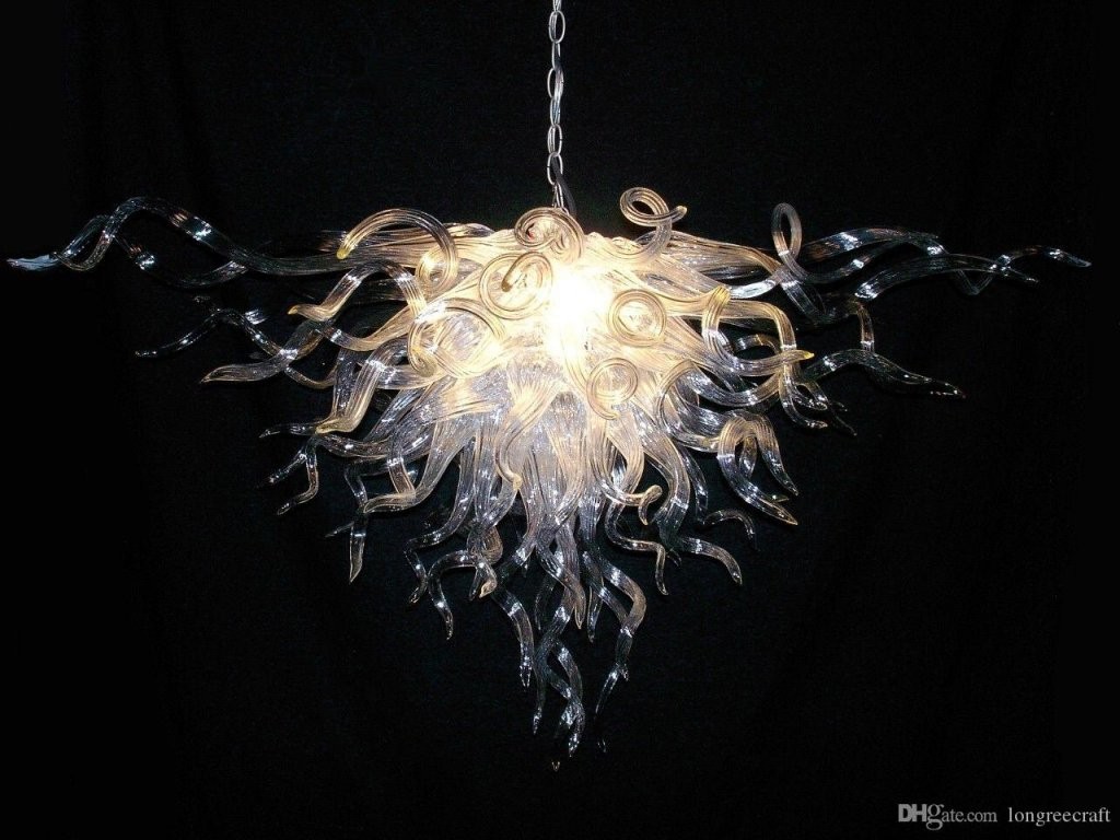 High Ceiling Long Chain Murano Chandelier Clear Color Fashion von Modern Chandelier For High Ceiling Bild