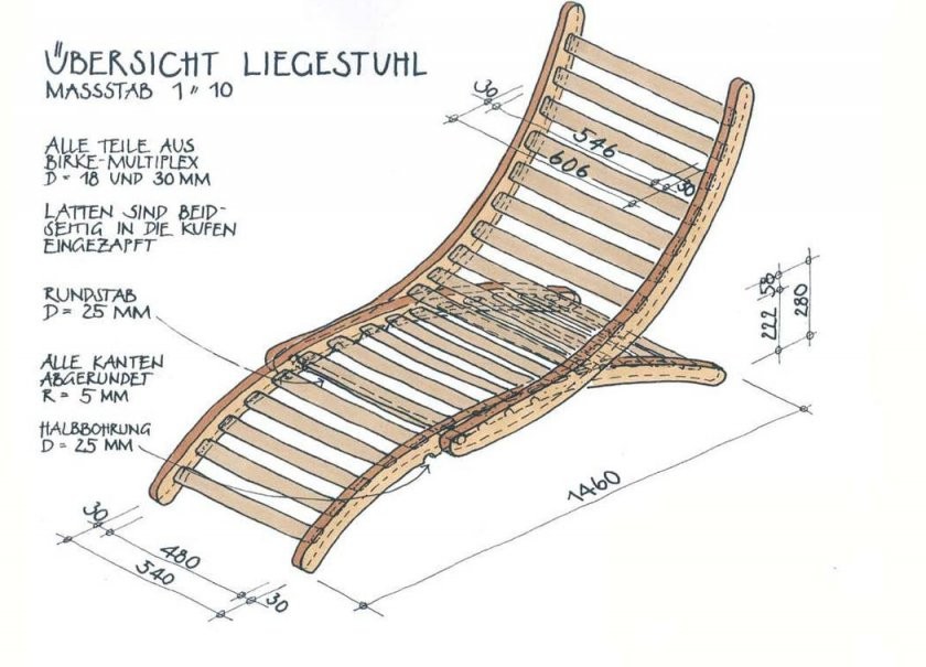 Liegestuhl Bauen – Bauanleitung  Heimwerker von Holz Liegestuhl Selber Bauen Bild