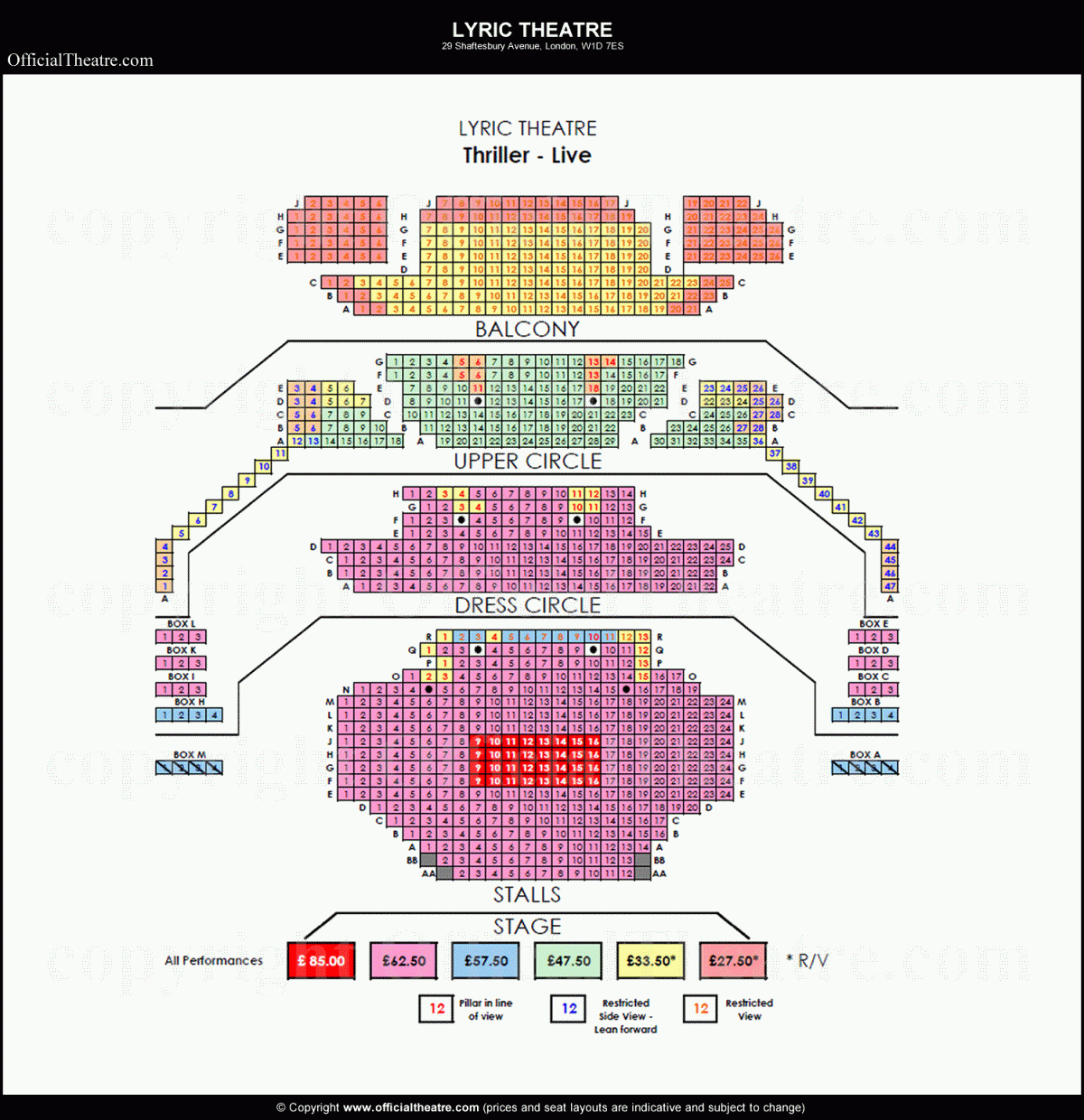Lyric Theatre London Seat Map And Prices For Thriller Live von Lyric Opera Seating Chart Photo