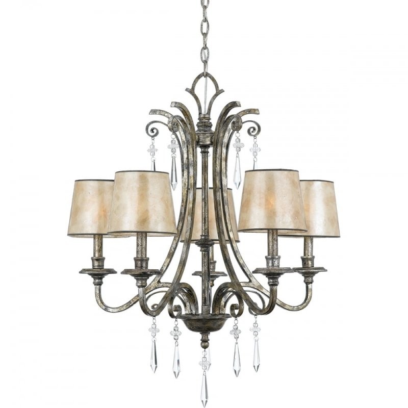 Modern Classic Mottled Silver Chandelier With Mica Shades von Modern Chandelier For High Ceiling Photo