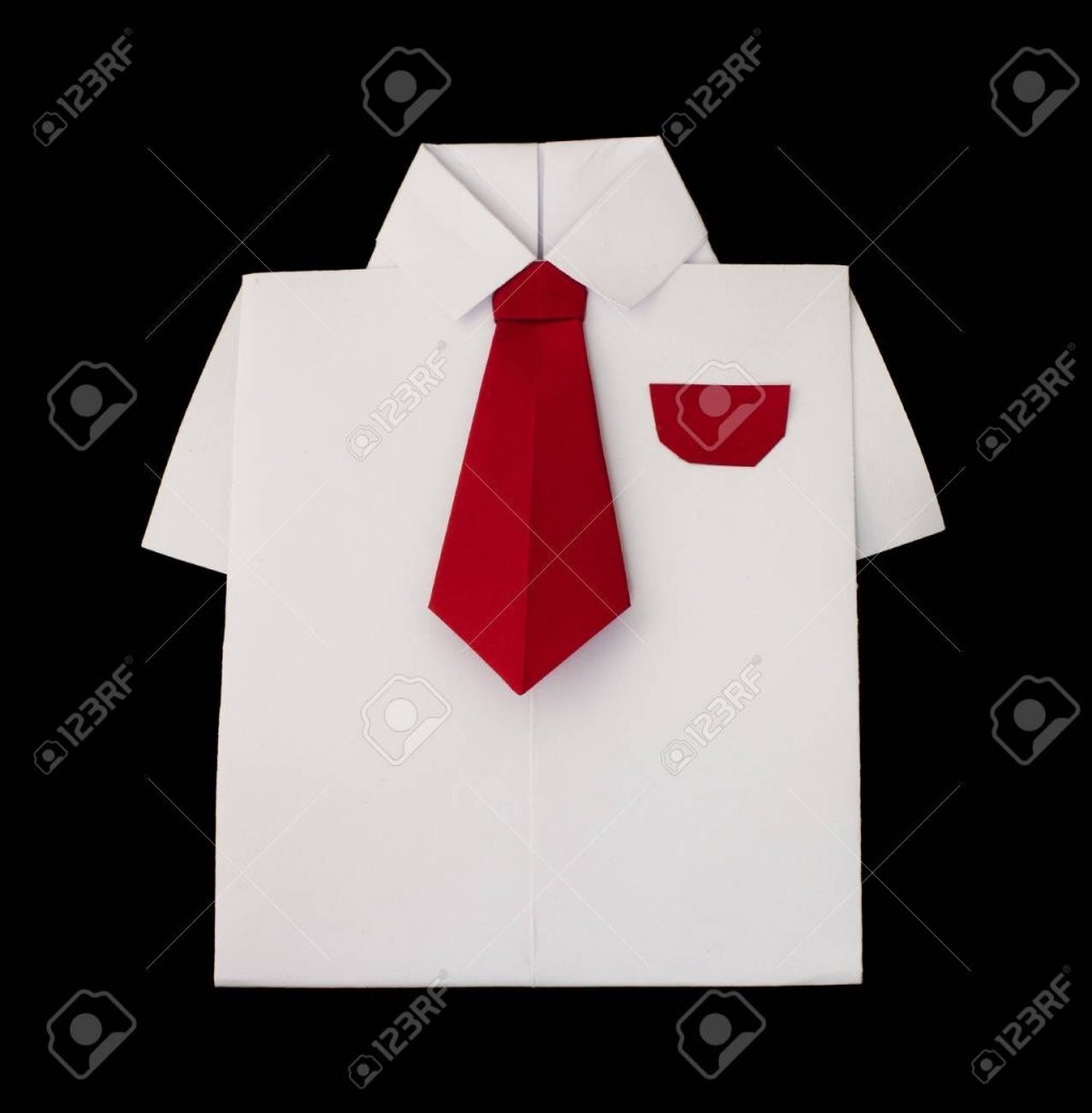 Origami Weißes Hemd Mit Krawatte Schwarz Isolierten Lizenzfreie von Origami Hemd Mit Krawatte Bild