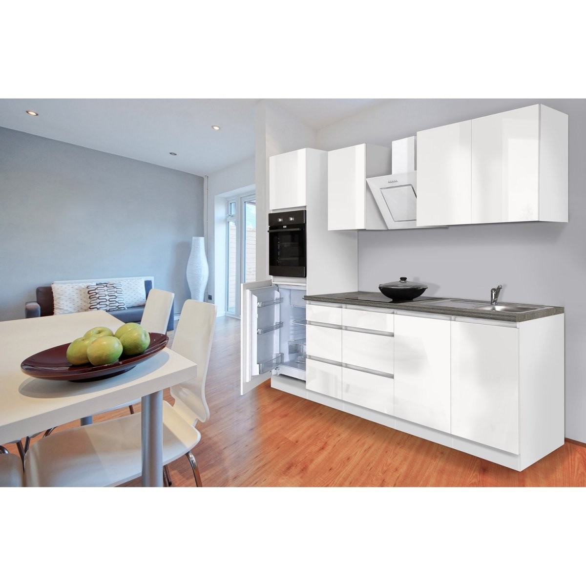 Respekta Küchenzeile Ohne Egeräte 270 Cm Weiß Hochglanz Kaufen Bei Obi von Küche Mit E Geräten Ohne Kühlschrank Bild