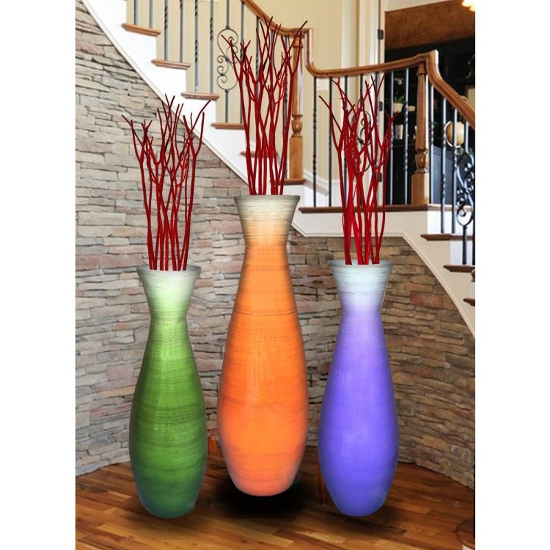 Uniquewise Tall Bamboo Floor Vases In Orange Purple And Green (Set von Very Tall Floor Vases Bild