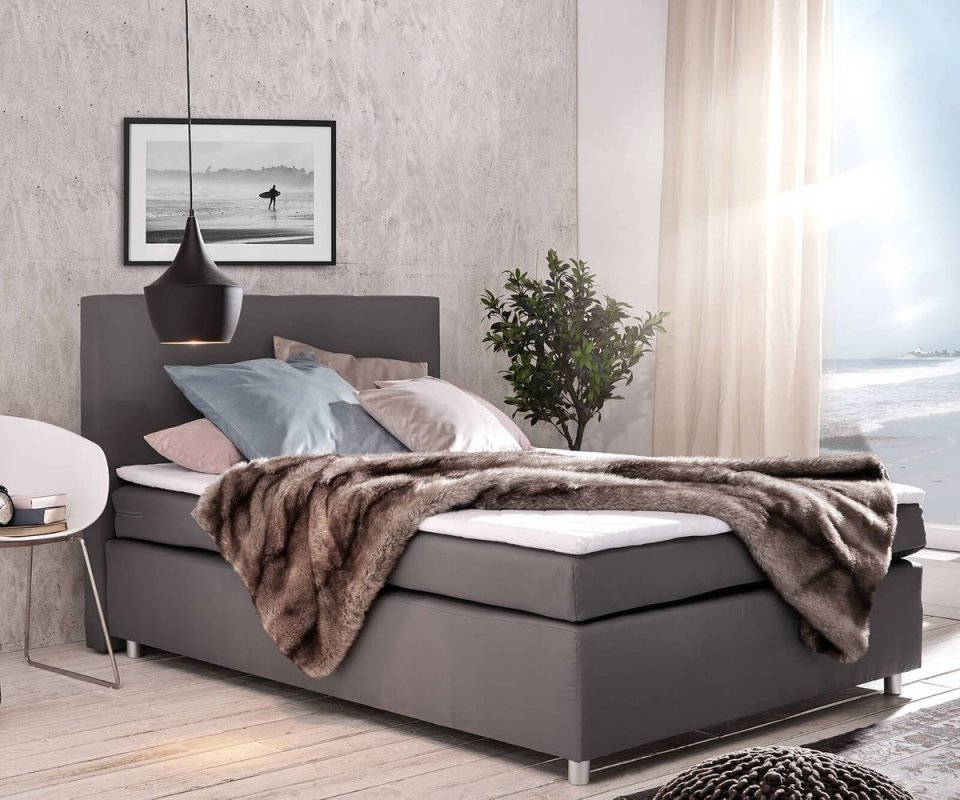 Bett Paradizo Grau 140X200 Cm Matratze Und Topper Federkern von Moderne Betten 140X200 Bild