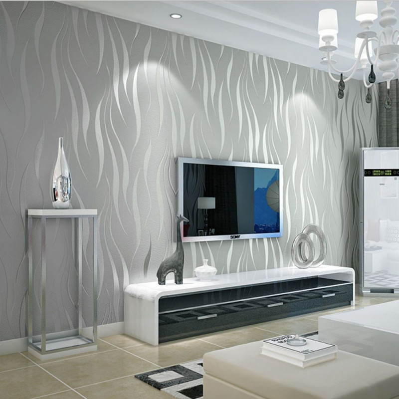 10M 3D Vlies Tapete Ornament Wellen Streifen Barock Design von Tapeten Design Ideen Wohnzimmer Bild