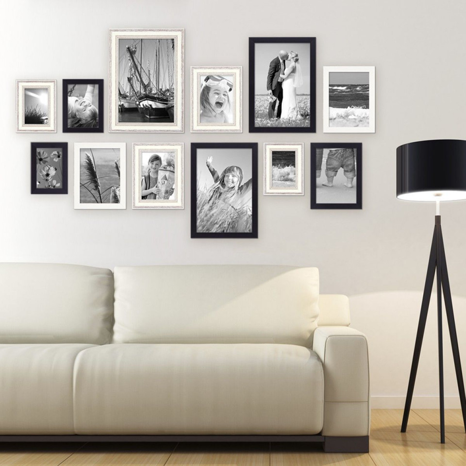 12Er Bilderrahmenset Für Grosse Bilderwand Modern Shabby von Bilder Mit Rahmen Für Wohnzimmer Bild