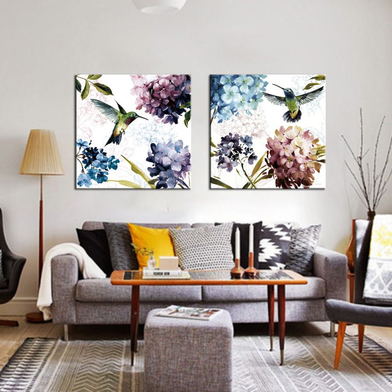 2 Panel Leinwand Malerei Bunte Blume Einfach Nordic Poster von Dekorative Bilder Wohnzimmer Bild