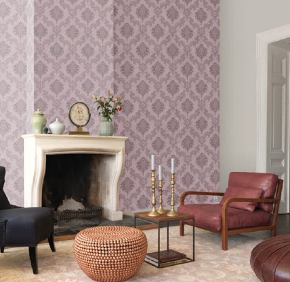 Casa Padrino Barock Textiltapete Flieder  Grau 1005 X 053 M   Hochwertige Wohnzimmer Tapete Im Barockstil von Hochwertige Tapeten Wohnzimmer Bild