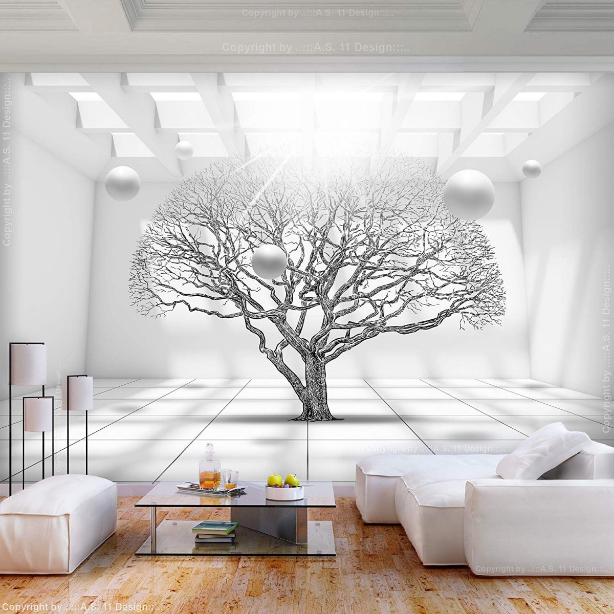 Decomonkey Fototapete Abstrakt Baum 350X256 Cm Xl Tapete von 3D Wohnzimmer Tapeten Bild