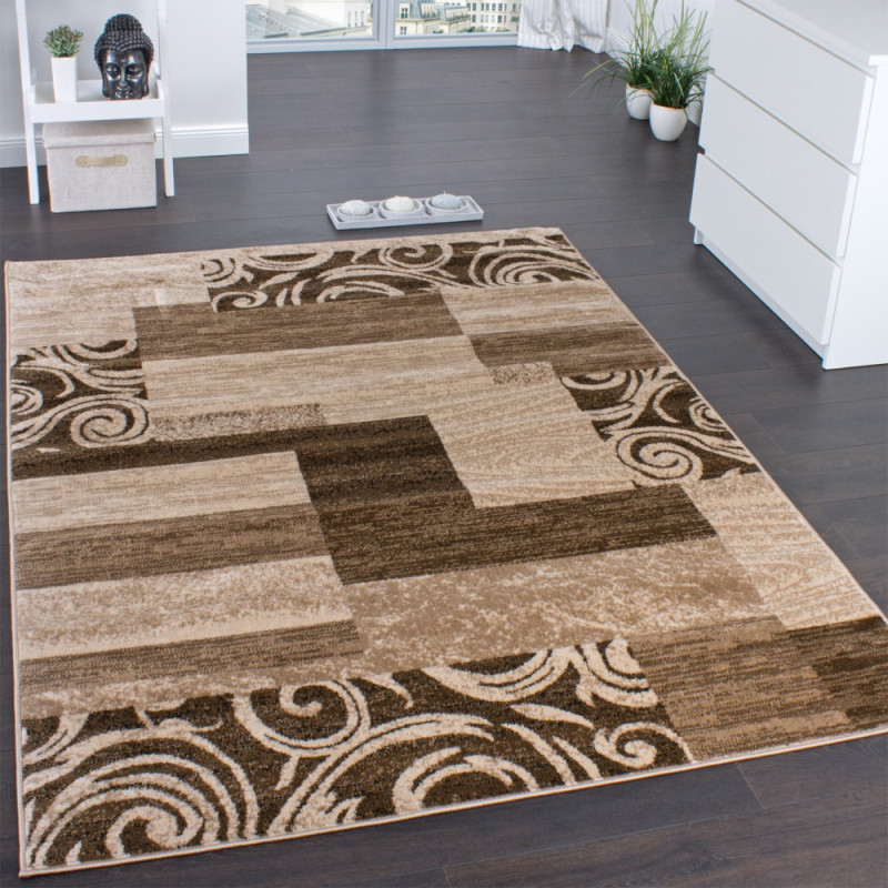Designerteppich Muster Meliert Beige von Wohnzimmer Teppich Braun Bild
