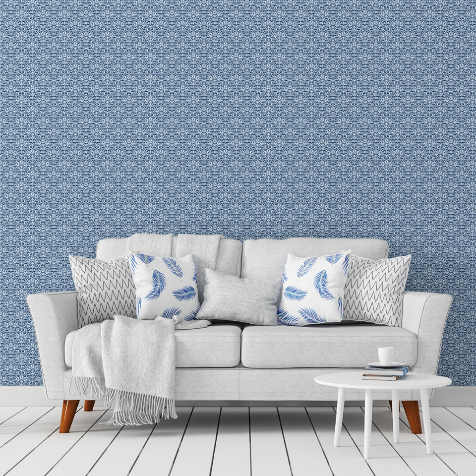 Florale Ornamenttapete Damast Muster Klassisch In Blau  Design Tapete Für  Schlafzimmer von Blaue Tapeten Wohnzimmer Bild