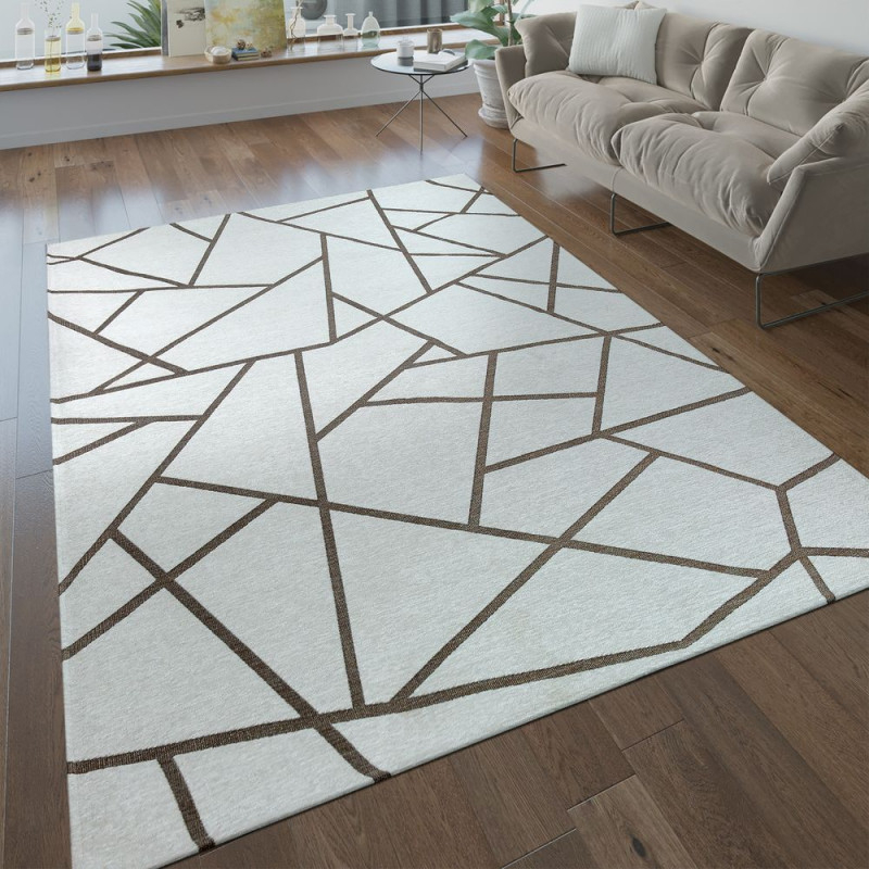 Kurzflor Wohnzimmer Teppich Geometrische Muster von Wohnzimmer Teppich Creme Bild