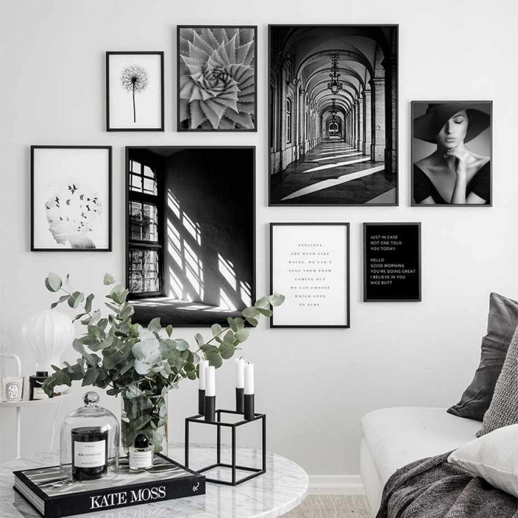 Moderne Abstrakte Skandinavien Stil Szene Leinwand Malerei von Bilder Für Wohnzimmer Schwarz Weiß Bild