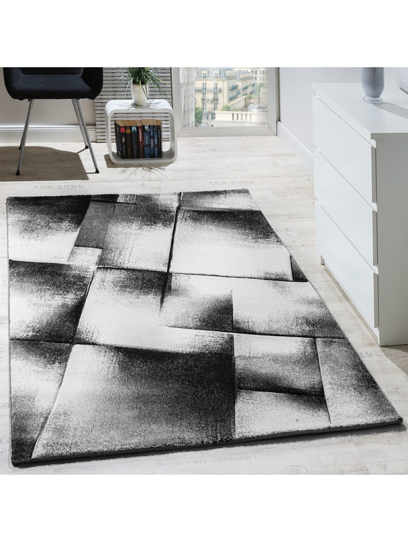 Paco Home Designer Teppich Wohnzimmer Teppiche Kurzflor Meliert Lila Grau  Schwarz Creme  Klingel von Teppich Im Wohnzimmer Bild
