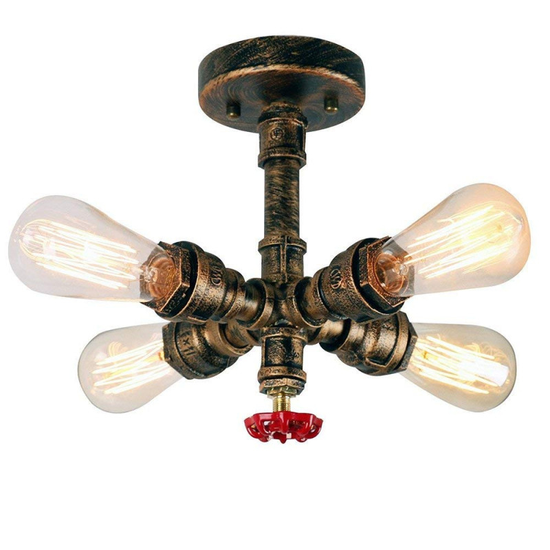 Retro Deckenlampe Industrie Steampunk Wasserrohr Eisen Edison Lampe  Deckenleuchte Loft von Deckenlampe Wohnzimmer Industrie Photo