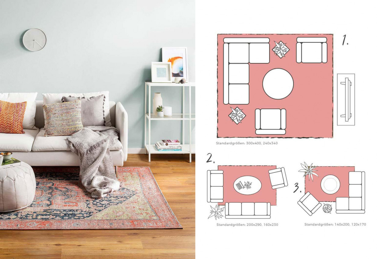 Teppichgröße Bestimmen  Teppich Richtig Platzieren von Teppich Groß Wohnzimmer Bild