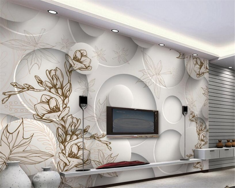 Us $855 43% Offbeibehang 3D Tapete Moderne Linie Zeichnung Magnolia Ahorn  Blatt Wohnzimmer 3D Tv Wand Hintergrund Wandbilder Wallpaper Für Wände 3 von Tapeten Wohnzimmer 3D Bild