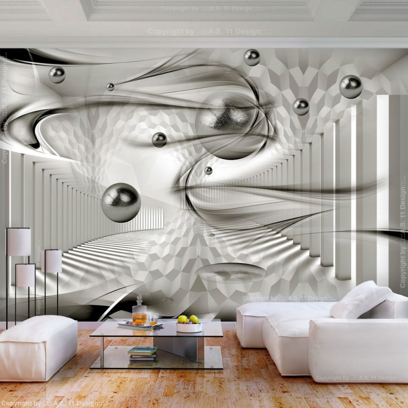 Vlies Fototapete Abstrakt Kugeln Grau 3D Effekt Tapete von 3D Tapeten 3D Effekt Wohnzimmer Photo