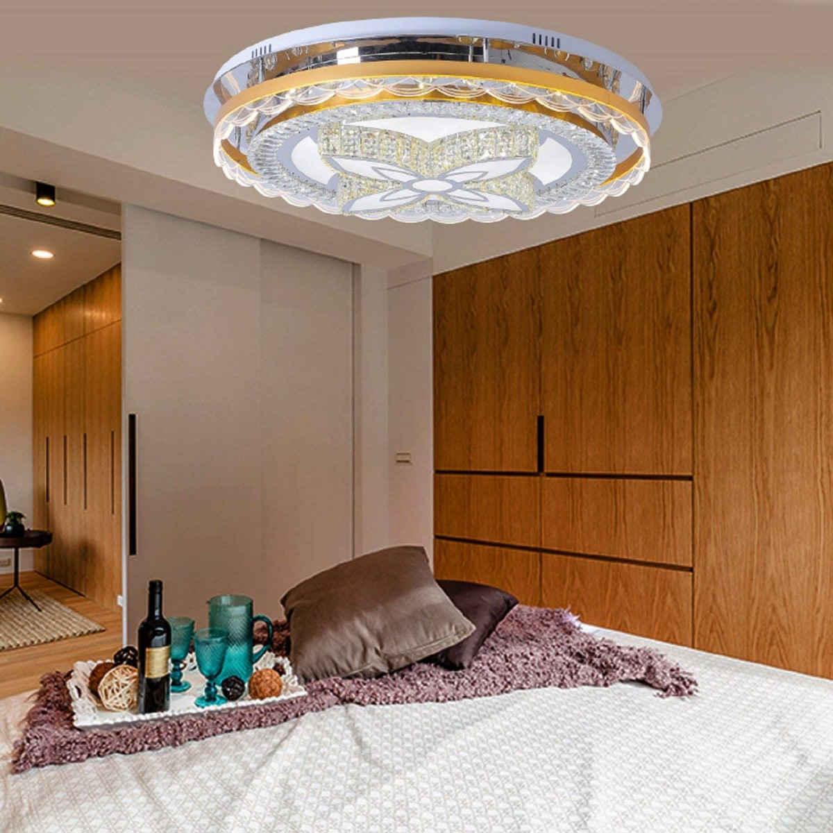Waineg Moderne Luxus Atmosphäre Runde Led Deckenleuchte von Wohnzimmer Lampe Kristall Photo