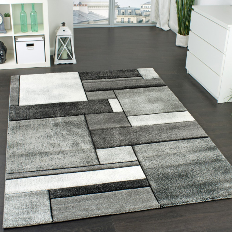 Wohnzimmer Teppich Modern Trendig Meliert In Grau  Mirai von Teppich Grau Wohnzimmer Bild